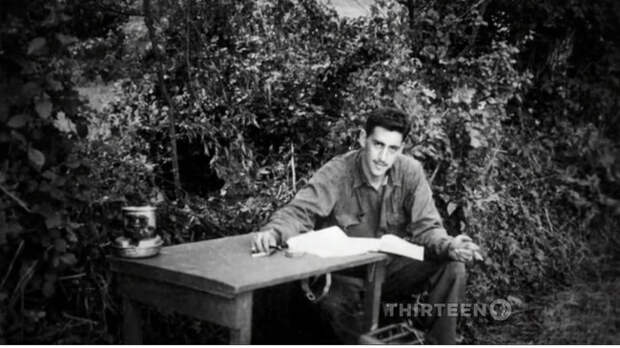 1944-45.-J.D-Salinger-working-on-Catcher-in-the-Rye-during-the-Allied-invasion-of-France.-When-he-landed-on-the-beaches-of-Normandy-he-carried-6-chapters-of-the-book-in-his-pack.-c.-1944-45