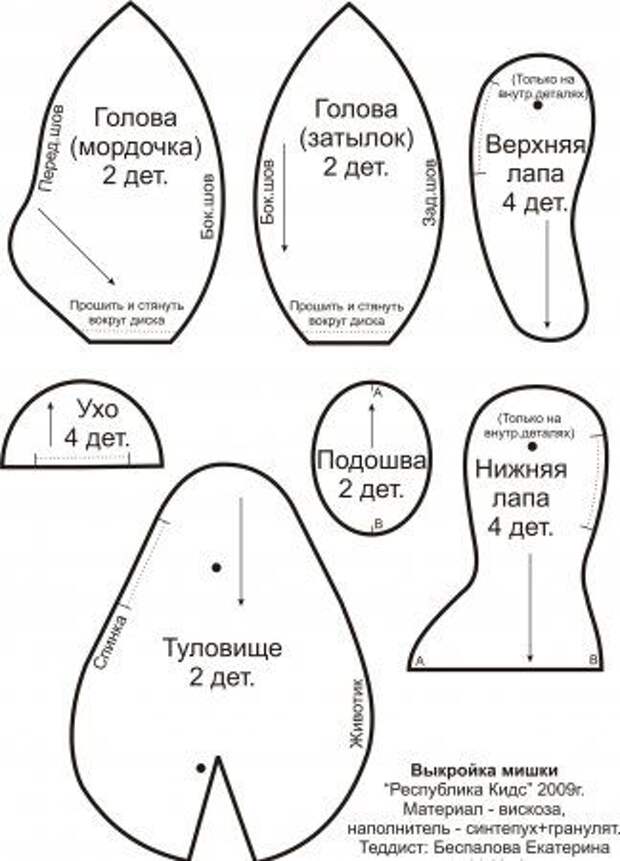 Выкройка медведя от Беспаловой Екатерины