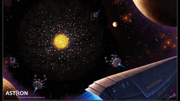 Так художник представил себе галактическую цивилизацию Кардашева III типа, строящую сферу Дайсона