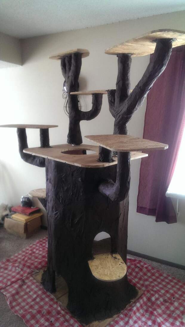 Как построить потрясающий игровой домик для кошки в виде дерева дерево, для кошки, дом
