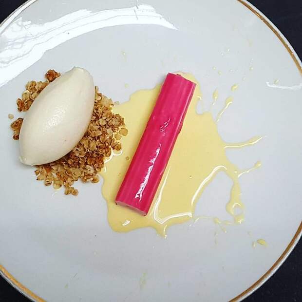 Rhubarb Parfait, Custard, Ginger Cream