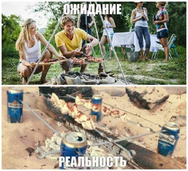 Поездка на шашлыки: ожидания vs. реальность (12 фото) Поездка на шашлыки: ожидания vs. реальность (12 фото)