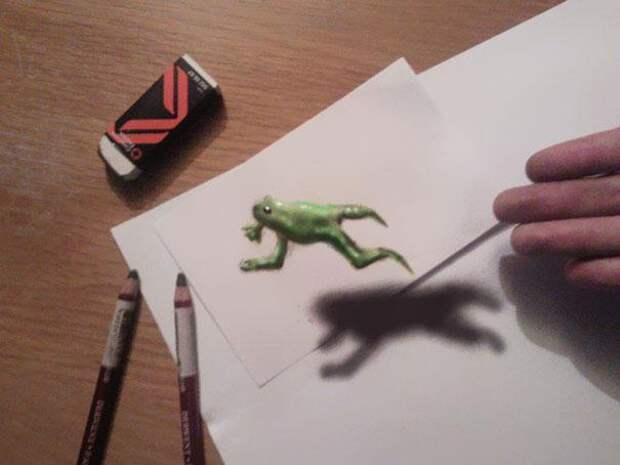 3d рисунки простым карандашом лягушка
