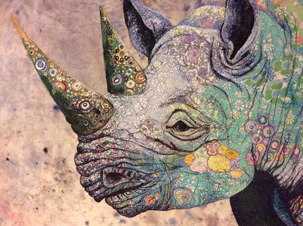 Разноцветный носорог: оригинальная лоскутная мозаика от африканской художницы