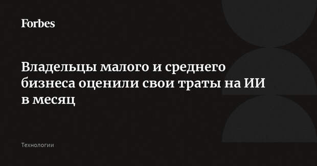 Владельцы малого и среднего бизнеса оценили свои траты на ИИ в месяц