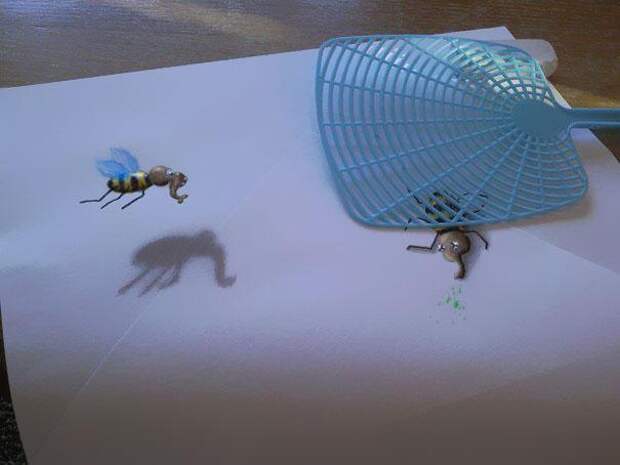 3d рисунки простым карандашом пчела