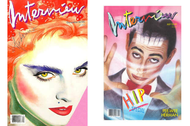Обложки журнала Interview с Мадонной (слева) и Пи-Ви Германом, 1985 и 1987 годы соответственно