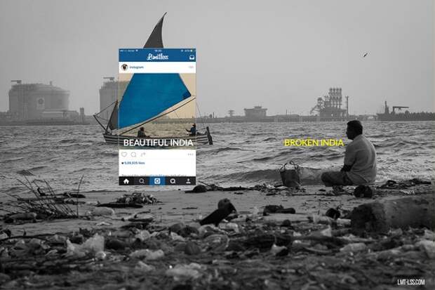 Две противоположные Индии: как выглядят реальные фотографии и обрезанные