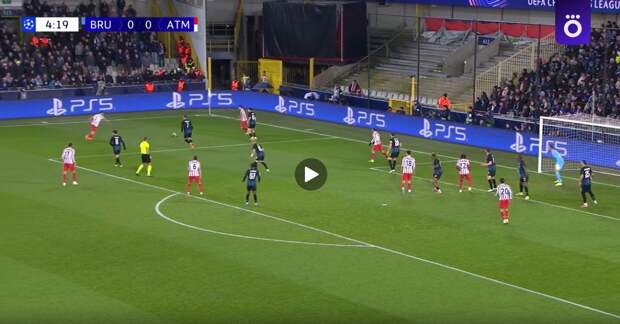 «Брюгге» — «Атлетико» — 3:3. Видеообзор первого матча 1/16 финала Лиги чемпионов