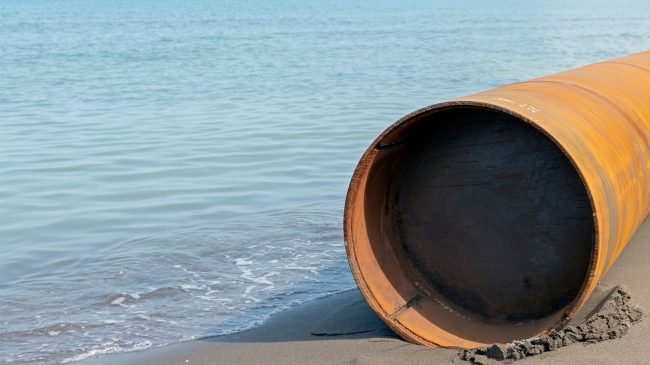 metal pipe on beach