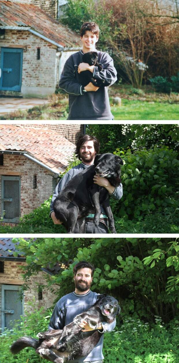 Guy Recreates Photo With His Dog 15 Years Later To Say Goodbye