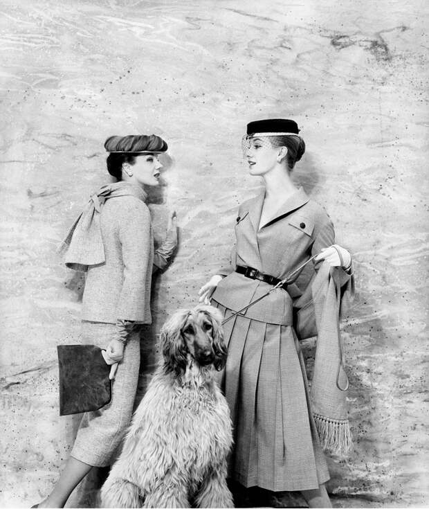 June Clarke (L) and Joy West (R) Vogue – Jan 1956 Photo Eugene Vernier.jpg