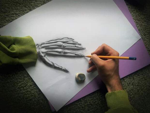 3d рисунки простым карандашом рука