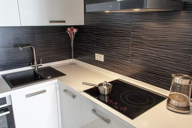 Черно-белая кухня, стильные кухни фото