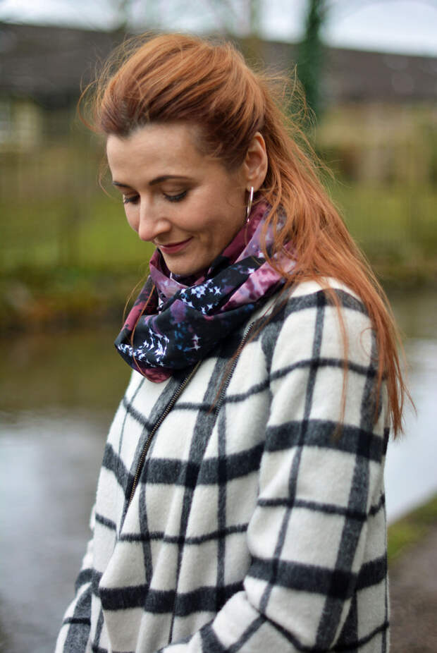 Black and white check coat