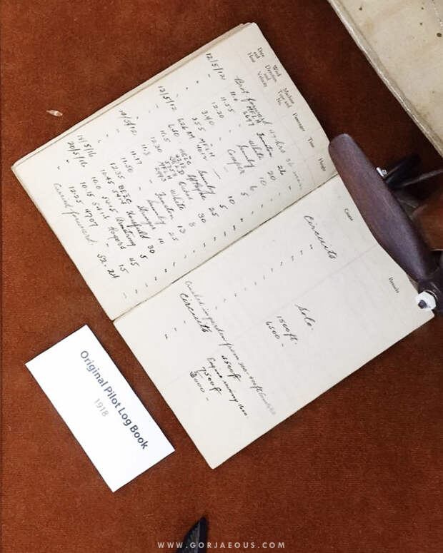 Here's a photo of an original pilot log book in 1918, taken from the Air & Space Museum at Balboa Park. I thought this was special because the handwriting reminded me that of my grandfathers'.