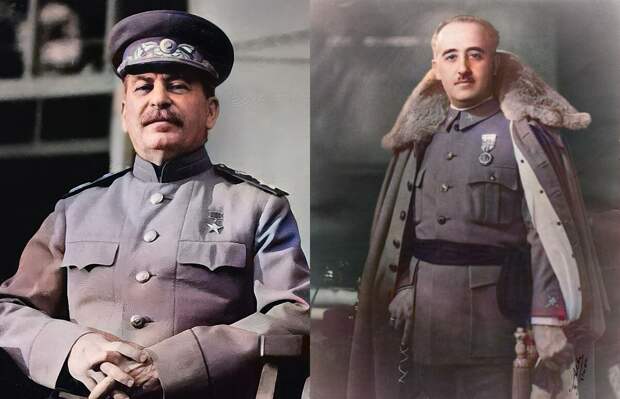 Иосиф Сталин и Франсиско Франко.