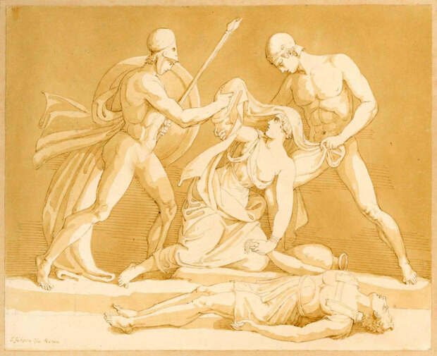 Антигона обнаружена над мёртвым телом её брата, Джон Гибсон, XIX век. \ Фото: royalacademy.org.uk.