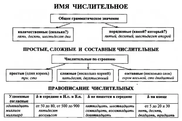 Числительное опорная схема