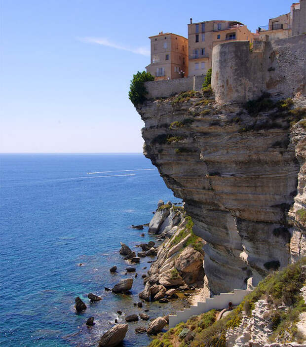 Бонифачо, Франция  вид, города, мир, обрывы, селения