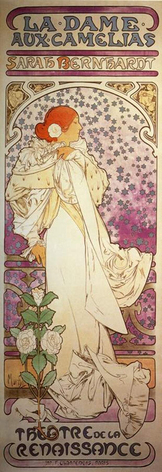 Дама с камелиями. Рекламный плакат  для Сары Бернар. 1896