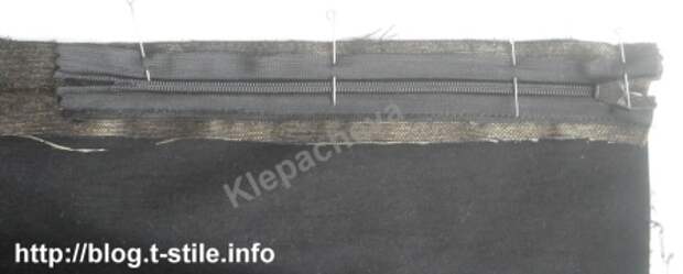 Приколоть булавками вторую сторону застежки