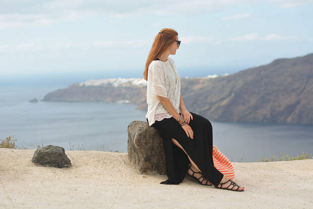 White lace top, black maxi | Not Dressed As Lamb summer style