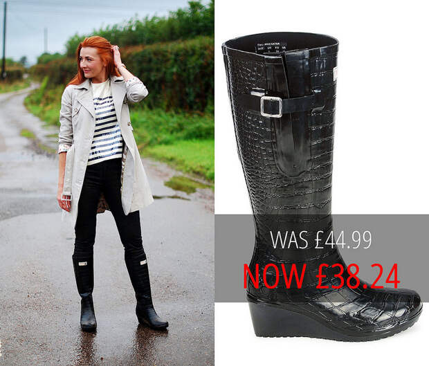Sale: Wedge Welly Maneater Flex Black Wellington Boots