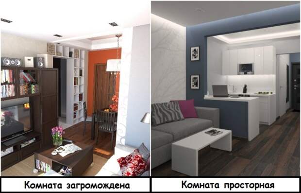 Если мебель занимает всю комнату, нужно по максимуму освободить пространство Если мебель занимает всю комнату, нужно по максимуму освободить пространство