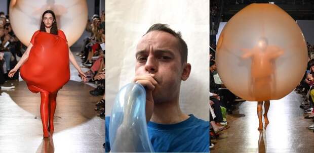 Скандинавский дизайнер показал свой взгляд на современный мир моды и создал оригинальную коллекцию, одев моделей в воздушные шары