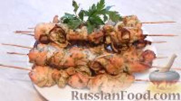 Фото к рецепту: Шашлык из курицы, в духовке