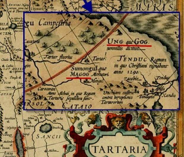 Увеличенный правый верхний фрагмент карты Тартарии 17 века