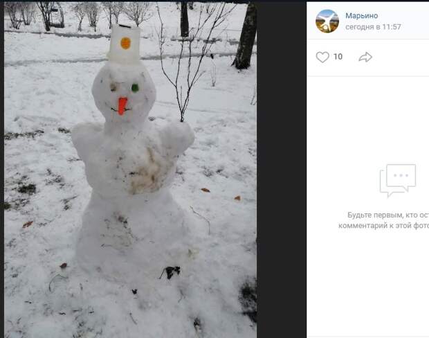 Фото дня: подмигивающий снеговичок из Марьина
