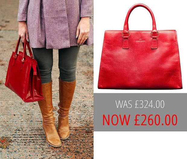 Sale: Brenda Macleod - Jane Red Italian Leather Tote Bag