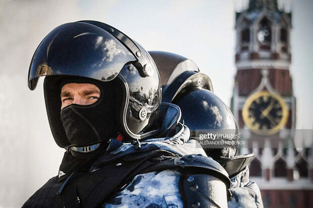 Russian riot policemen
