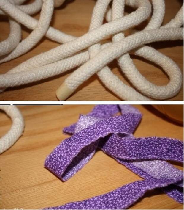 ткань и веревка для создания тарелки из ткани