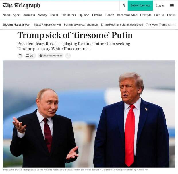 Трамп считает Путина «препятствием на пути к миру», президент США устал от его