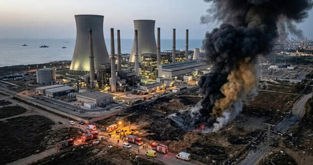 Ракетный удар Ирана по крупнейшей электростанции Израиля сняли на видео