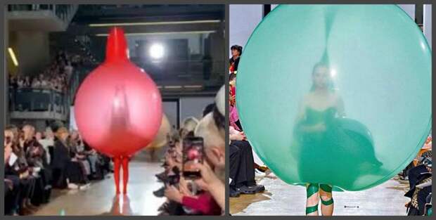 Скандинавский дизайнер показал свой взгляд на современный мир моды и создал оригинальную коллекцию, одев моделей в воздушные шары