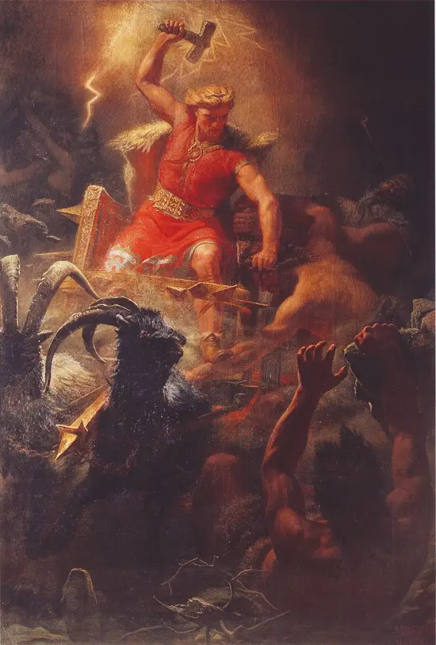 Thor's Battle Against the Jötnar (1872) by Mårten Eskil Winge.jpg