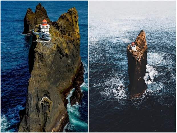 Несмотря на труднодоступное месторасположение маяк с завидной периодичностью становится «героем» соцсетей (Thridrangar Lighthouse, Исландия).| Фото: where-is-this.com.