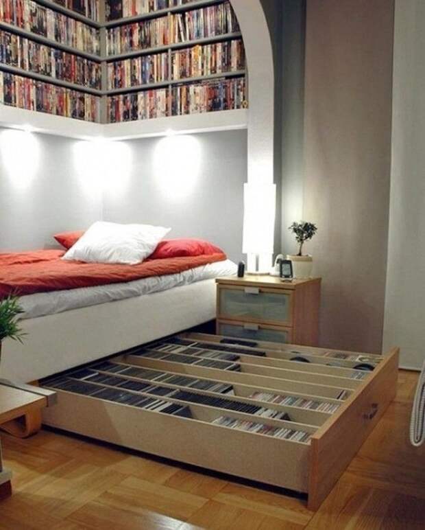 11. Книги под кроватью - отличный способ хранения дизайн, идеи для дома, интерьер, крутые идеи, фото