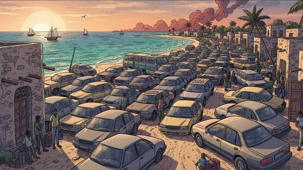 Bild: на острове Ламу в Африке из-за конфликта в Иране застряли тысячи авто