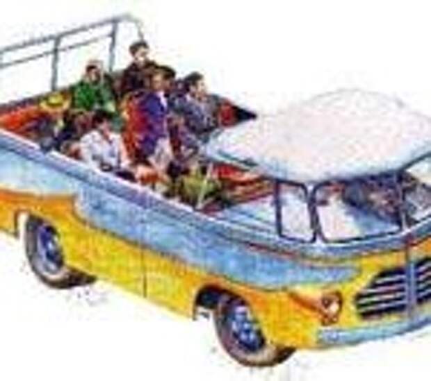 Открытый автобус туристского типа для обслуживания населения города Алма-Аты. Он же "босоножка" Открытый автобус туристского типа для обслуживания населения города Алма-Аты. Он же "босоножка"