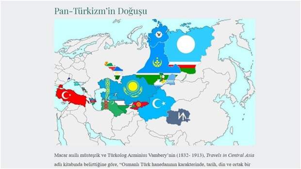 Великий Туран на карте от Черного моря до моря Лаптевых. Скриншот: турецкие СМИ 