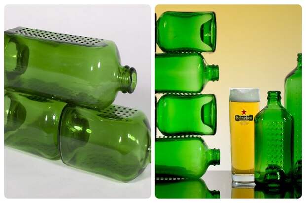 Она получила название Heineken World Bottle (или WOBO). И была разработана архитектором Джоном Хабракеном после того, как тогдашний генеральный директор Heineken Фредди испытал прозрение. Во время посещения острова Кюрасао Хайнекен был обеспокоен массой мусора. В том числе его собственных бутылок, и отсутствием жилья.