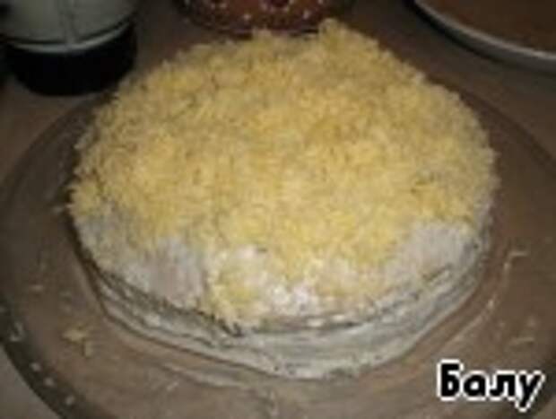 Блинный пирог с селедочным паштетом Сыр твердый