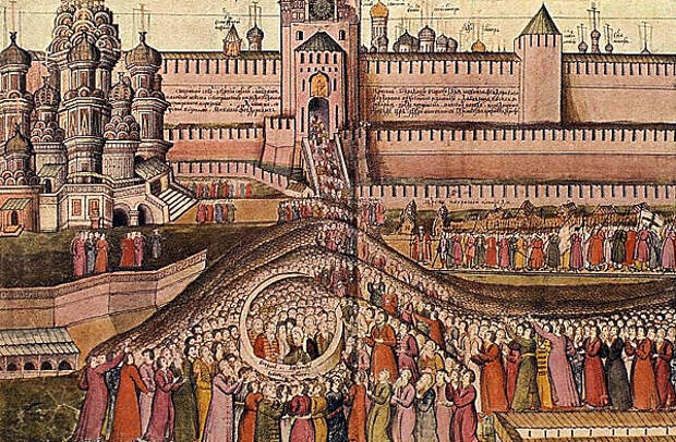 Народ присягает на верность новоизбранному царю Михаилу Федоровичу, фотоцинкография Сергея Прокудина-Горского 