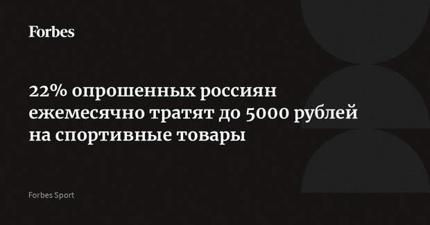 22% опрошенных россиян ежемесячно тратят до 5000 рублей на спортивные товары