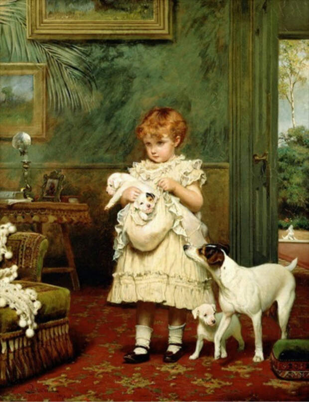 «Девочка с собаками» /Charles Burton Barber